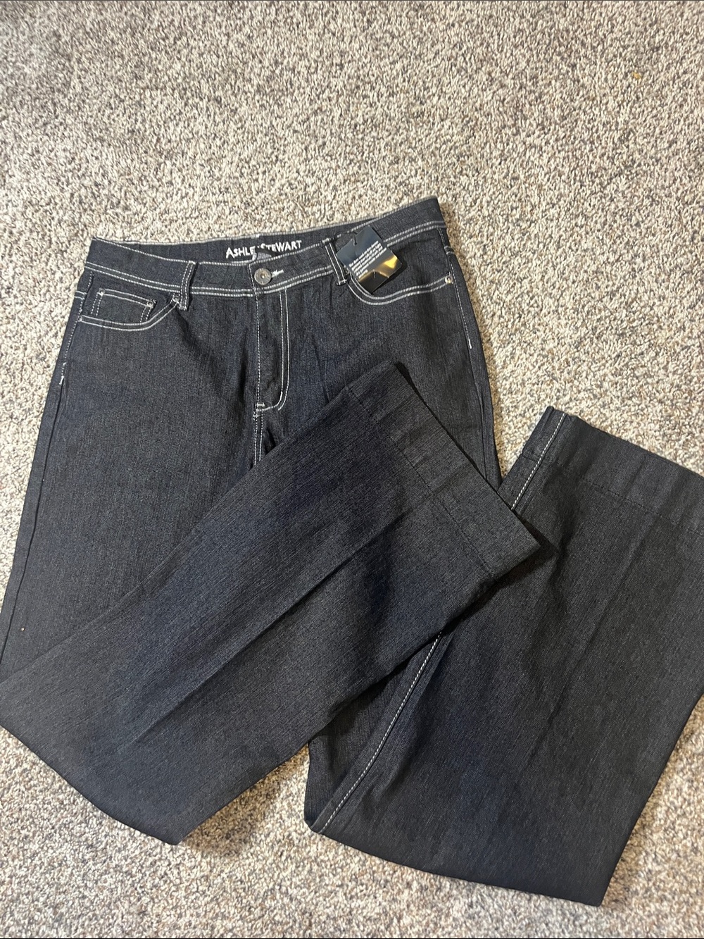 Ashley Stewart Dark Wash Wide Leg Jeans